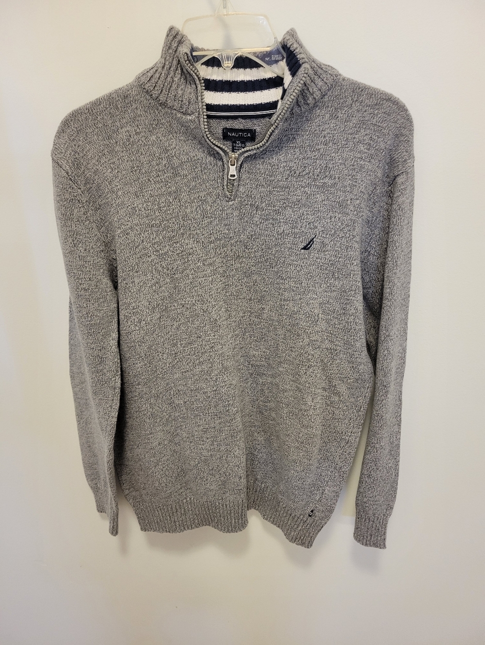 Nautica Boys Light Gray Half-Zip Pullover Sweater
